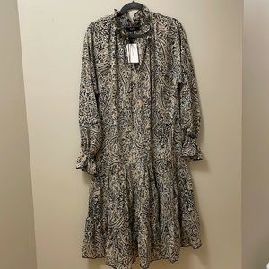 O. P. T. Paisley dress. Ruffles at neck line, wrists. New with tags.